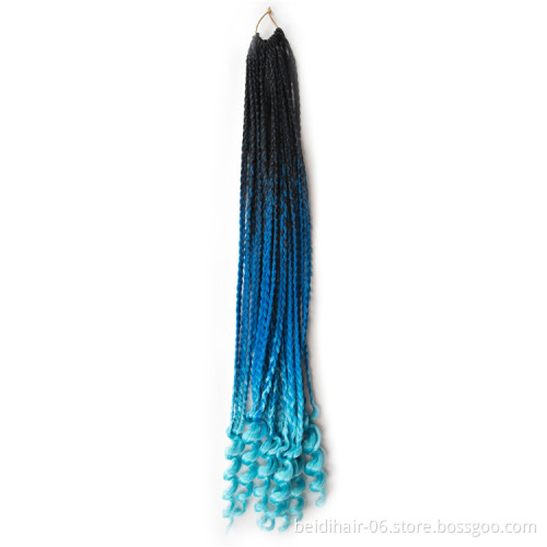 Bright Colors Box Braids Goddess Faux Locs Crochet Hair Curly Ends Pre Knotted Bohemian Extensions Synthetic Hair 24inch